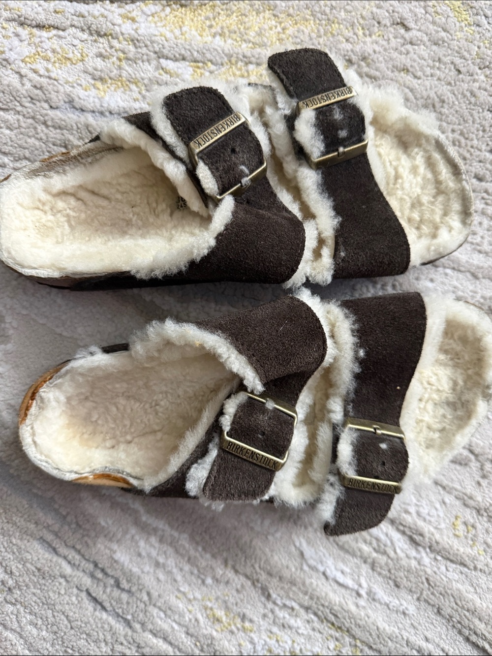 Birkenstock Women’s Brown Suede Shearling Lined Arizona Sandals